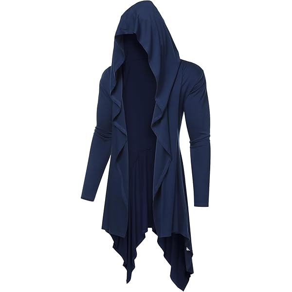 Full Zipper Cloak Cardigan with Hood for Men Long Tunic